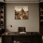 Florence Duomo Italian Cityscape Wall Art Canvas Print displayed in a contemporary gallery-inspired room