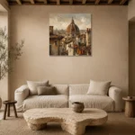 Florence Duomo Italian Cityscape Wall Art Canvas Print presented in a sophisticated home setting