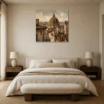 Florence Duomo Italian Cityscape Wall Art Canvas Print showcased in an elegant minimalist interior
