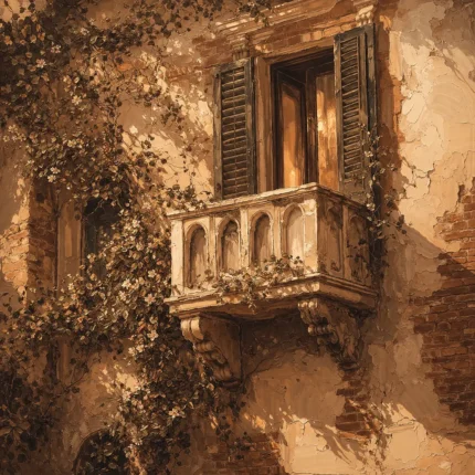 Tuscan Balcony Italian Cityscape Wall Art Canvas Print