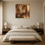 Tuscan Balcony Italian Cityscape Wall Art Canvas Print showcased in an elegant minimalist interior