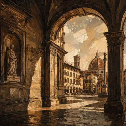 Florentine Arch Italian Cityscape Wall Art Canvas Print