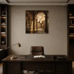 Florentine Arch Italian Cityscape Wall Art Canvas Print displayed in a contemporary gallery-inspired room