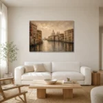 Grand Canal Venice Italian Cityscape Wall Art Canvas Print styled in a refined neutral interior