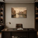 Grand Canal Venice Italian Cityscape Wall Art Canvas Print displayed in a contemporary gallery-inspired room