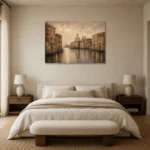 Grand Canal Venice Italian Cityscape Wall Art Canvas Print showcased in an elegant minimalist interior
