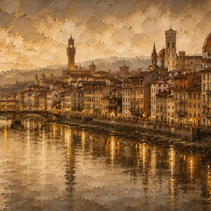 Florence Arno Italian Cityscape Wall Art Canvas Print