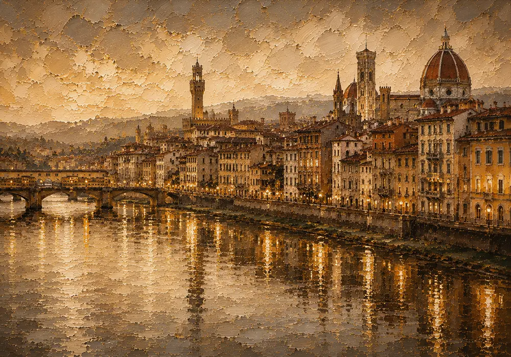 Florence Arno Italian Cityscape Wall Art Canvas Print