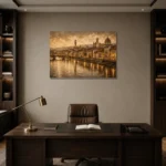 Florence Arno Italian Cityscape Wall Art Canvas Print displayed in a contemporary gallery-inspired room