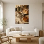 Coffee and Dessert Dining Room Wall Art Canvas Print styled in a refined neutral interior