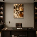 Coffee and Dessert Dining Room Wall Art Canvas Print displayed in a contemporary gallery-inspired room