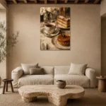 Coffee and Dessert Dining Room Wall Art Canvas Print presented in a sophisticated home setting