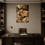 Mille Feuille Coffee & Dessert Wall Art Canvas Print displayed in a contemporary gallery-inspired room