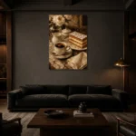 Mille Feuille Coffee & Dessert Wall Art Canvas Print shown in a warm modern interior
