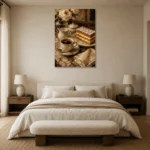 Mille Feuille Coffee & Dessert Wall Art Canvas Print showcased in an elegant minimalist interior