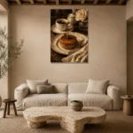 Caramel Cake Coffee & Dessert Wall Art Canvas Print presented in a sophisticated home setting