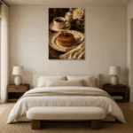 Caramel Cake Coffee & Dessert Wall Art Canvas Print showcased in an elegant minimalist interior