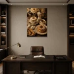 Cappuccino Pastry Coffee & Dessert Wall Art Canvas Print displayed in a contemporary gallery-inspired room