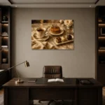 Petit Fours Coffee & Dessert Wall Art Canvas Print displayed in a contemporary gallery-inspired room