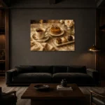 Petit Fours Coffee & Dessert Wall Art Canvas Print shown in a warm modern interior