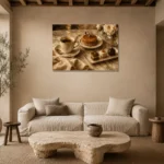 Petit Fours Coffee & Dessert Wall Art Canvas Print presented in a sophisticated home setting