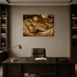 Layer Cake Coffee & Dessert Wall Art Canvas Print displayed in a contemporary gallery-inspired room