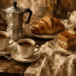 Croissant Espresso Coffee & Dessert Wall Art Canvas Print