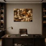 Croissant Espresso Coffee & Dessert Wall Art Canvas Print displayed in a contemporary gallery-inspired room