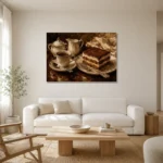 Tiramisu Coffee & Dessert Wall Art Canvas Print styled in a refined neutral interior