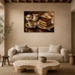 Tiramisu Coffee & Dessert Wall Art Canvas Print presented in a sophisticated home setting