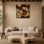 Caramel Tart Coffee & Dessert Wall Art Canvas Print presented in a sophisticated home setting