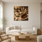 Parisian Eclair Coffee & Dessert Wall Art Canvas Print styled in a refined neutral interior