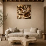 Parisian Eclair Coffee & Dessert Wall Art Canvas Print presented in a sophisticated home setting