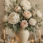 Blush Peony Floral Dining Room Wall Art Canvas Print
