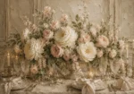 Ivory Peony Floral Dining Room Wall Art Canvas Print
