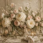 Ivory Peony Floral Dining Room Wall Art Canvas Print