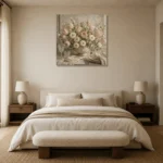Blush Tulip Floral Dining Room Wall Art Canvas Print showcased in an elegant minimalist interior