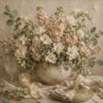 Ivory Lisianthus Floral Dining Room Wall Art Canvas Print