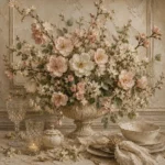 Blush Blossom Floral Dining Room Wall Art Canvas Print