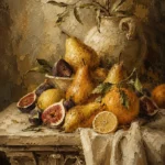 Golden Pear and Fig Dining Room Wall Art Canvas Print