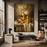 Golden Pear and Fig Dining Room Wall Art Canvas Print - Image 3