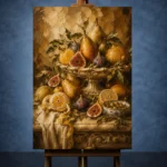 Ornate Pear and Fig Fruit Still Life Wall Art Canvas Print - Image 2