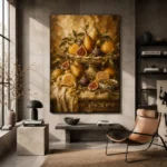Ornate Pear and Fig Fruit Still Life Wall Art Canvas Print - Image 3