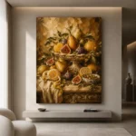 Ornate Pear and Fig Fruit Still Life Wall Art Canvas Print - Image 4