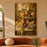 Ornate Pear and Fig Fruit Still Life Wall Art Canvas Print - Image 6
