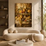 Ornate Pear and Fig Fruit Still Life Wall Art Canvas Print - Image 9