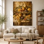 Ornate Pear and Fig Fruit Still Life Wall Art Canvas Print - Image 10