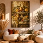 Ornate Pear and Fig Fruit Still Life Wall Art Canvas Print - Image 11