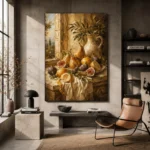 Window Pear and Fig Fruit Still Life Wall Art Canvas Print - Image 3