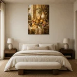 Window Pear and Fig Fruit Still Life Wall Art Canvas Print showcased in an elegant minimalist interior
